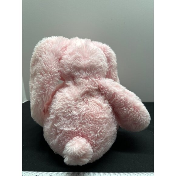 Plush Pink Bunny Stuffed Animal Toy With Rattle Belly Weighted Bottom Satin Line - Picture 4 of 8